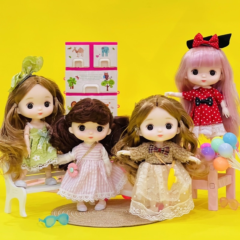 Set búp bê chibi dễ thương kích cỡ 17cm quà tặng cho bé gái trang trí nhà cửa