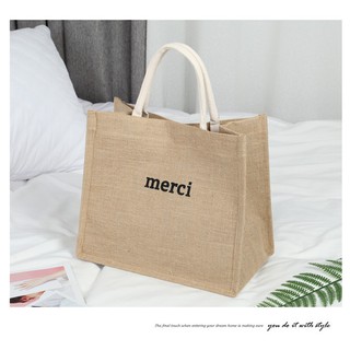 Túi cói Merci loại 1 màu sáng, có lót túi, có ảnh thật