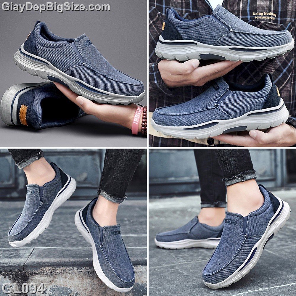 Giày mọi xỏ, giày lười big size cỡ lớn EU:46-48 cho nam chân mập bè u cao