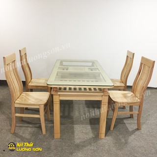[Freeship HN] Bộ bàn ăn gỗ sồi 4 ghế – BA06