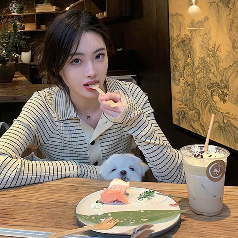 Áo Khoác Cardigan Dệt Kim Có Cổ Thiết Kế Mới Thời Trang Mùa Xuân Thu Dành Cho Nữ