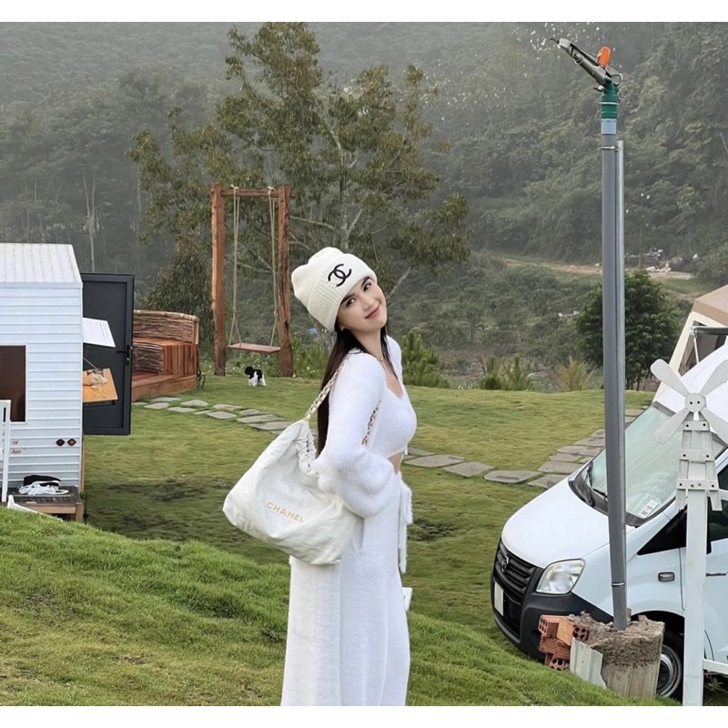 Túi xách Cn shopping bag phối xích da nhăn mềm kèm ví Hàng Super Fullbox size 30 32 36