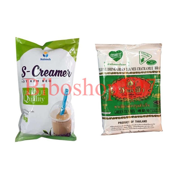 Combo bột kem sữa S-Creamer 1kg + Trà xanh Thái Lan pha trà sữa 200g