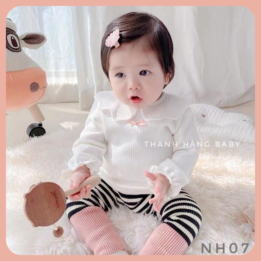 Áo thun dài tay cho bé, áo dài tay bé gái cổ mây thun gân tăm Thanh hằng baby từ 5 - 15 kg