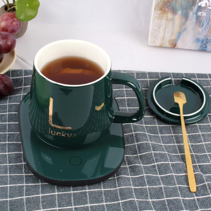 CỐC ĐIỆN CẢM ỨNG LUCKY, cốc pha cafe giữ nhiệt TẶNG KÈM ĐẾ ĐIỆN TỪ HÂM NÓNG SIÊU TỐC