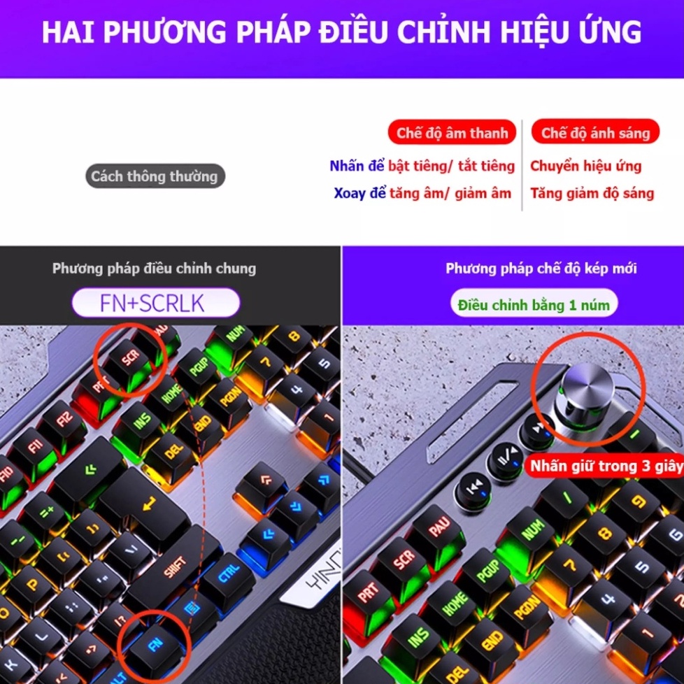 Bàn Phím Cơ Máy Tính K100 Gaming Có Dây Full Đèn Led RGB Nhiều Chế Độ Cao Cấp