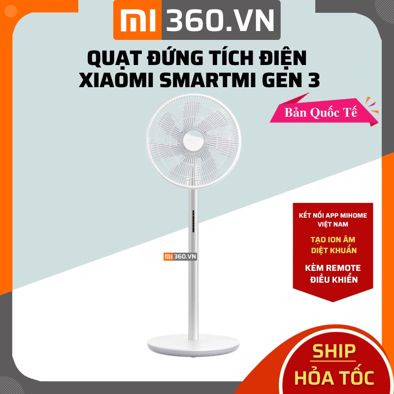 [Mã 255ELSALE giảm 7% đơn 300K] Quạt Đứng Tích Điện Xiaomi Smartmi Gen 3 Bản Quốc Tế Chính Hãng