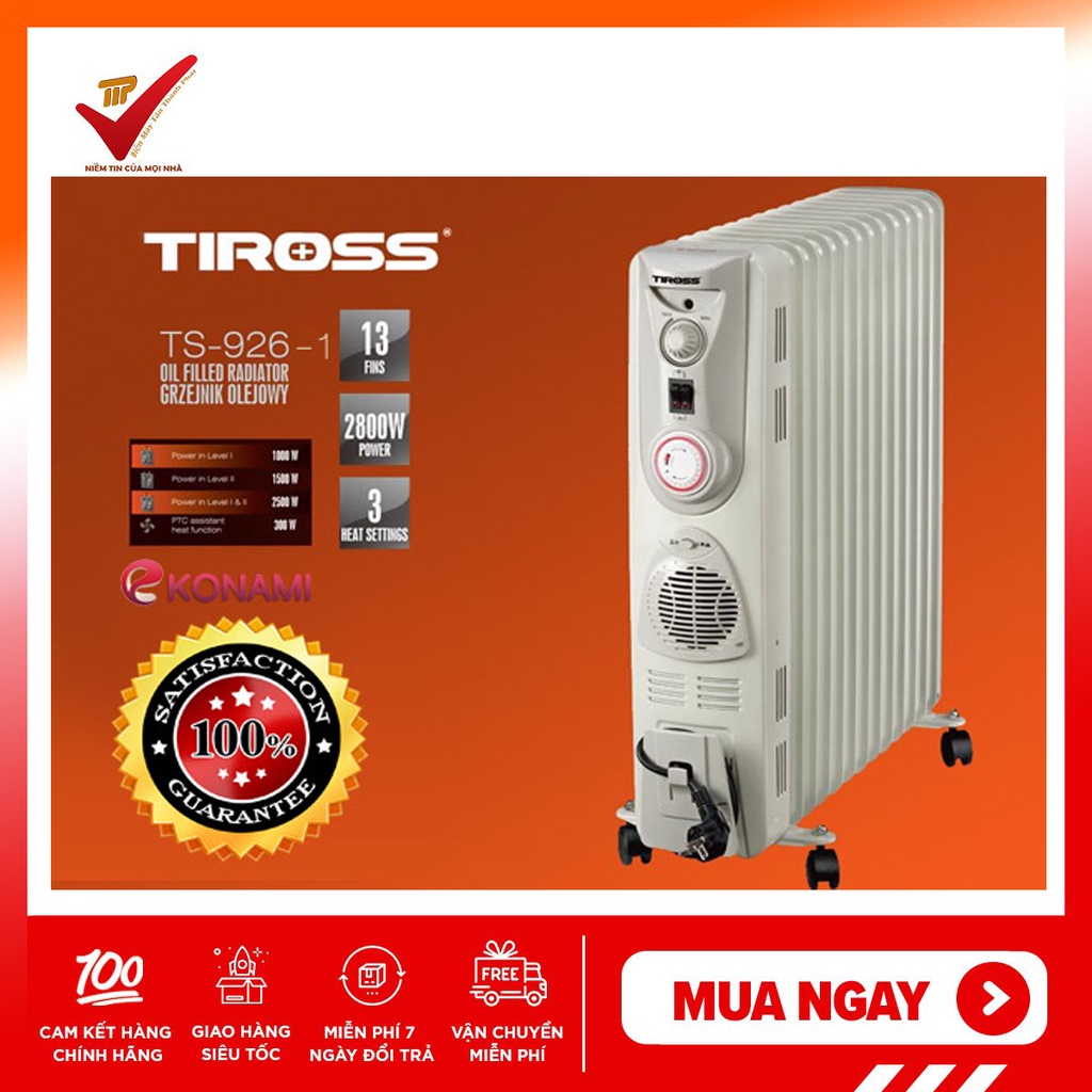 Máy Sưởi Dầu Tiross TS926-1 13 Thanh(Hàng Chính Hãng)