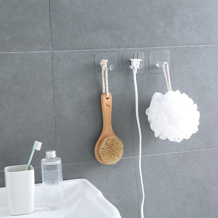 Hình dạng phích cắm trong suốt Móc treo tường Móc treo cho phòng tắm nhà bếp