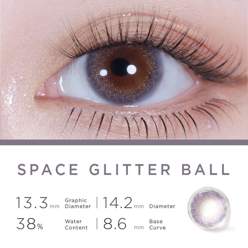 Bộ 2 kính áp tròng Moody bộ sưu tập bóng kim tuyến không gian 14.2mm