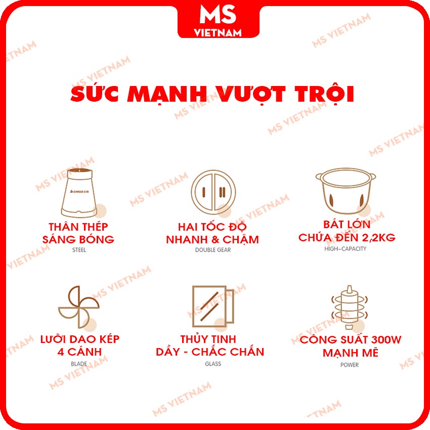 Máy Xay Thịt Đa Năng Chigo Chính Hãng | Có Thể Xay Đá, Rau Củ Quả, Ngũ Cốc Đa Năng, Công Suất 300W - MS Vietnam