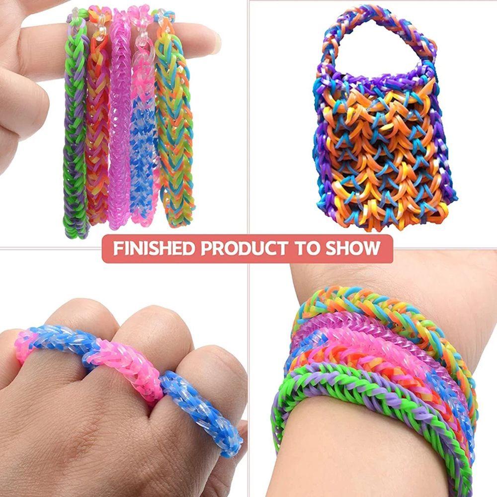 Vòng Tay Dây Cao Su Co Giãn Màu Cầu Vồng Phong Cách Cổ Điển DIY Cho Bé Gái