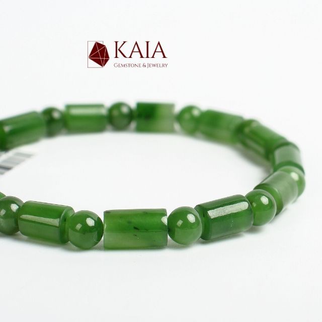 Vòng tay phong thủy chuỗi Ngọc Bích Đốt trúc đá tự nhiên - KAIA