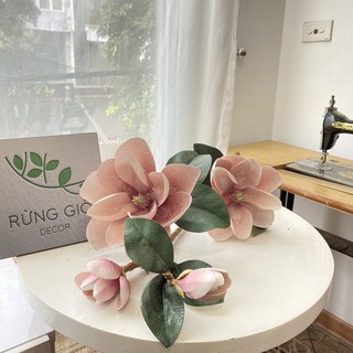 HOA MỘC LAN TRANG TRÍ CÀNH LỚN, 1 cành gồm 2 bông 2 nụ, hoa giả nhân tạo sang trọng