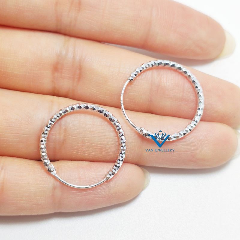 Khuyên tai bạc Khuyên tròn trơn vòng to đủ size bạc ta 925 Van jewelry V10721