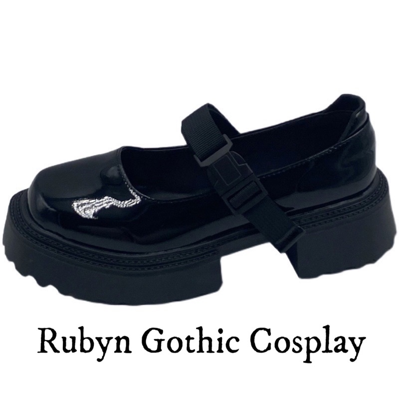 [Sẵn]  Giày Lolita Oxford Mũi Vuông quai bấm ( Trắng, đen ) size 35 - 39. A108