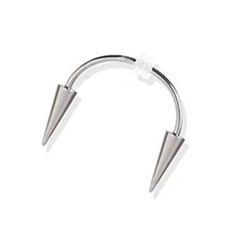 Phụ kiện xỏ môi hình răng ma cà rồng bằng thép không gỉ có thanh hình chữ C độc đáo thời trang