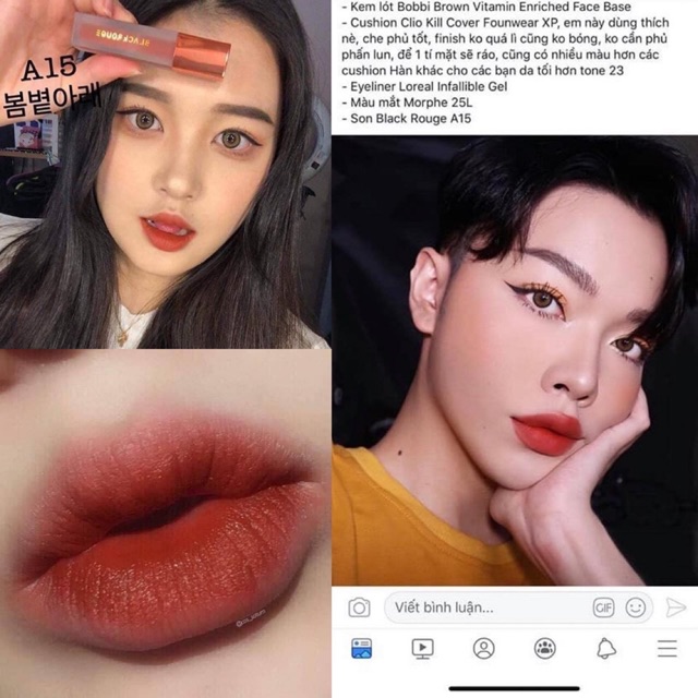 Son kem Black rouge màu A15 đỏ đất