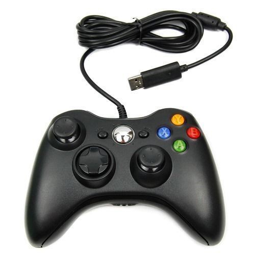 Tay cầm chơi game USB for PC 360 có dây chống rung màu đen và trắng