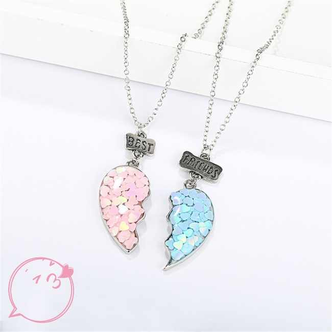 Set 2 Vòng cổ Tình Bạn BFF Hình Trái Tim Cho Cặp Đôi