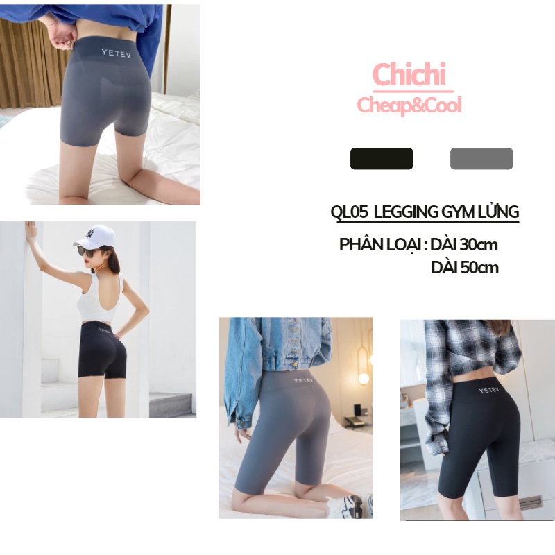 Quần legging nữ lửng ngố tập gym cạp cao nâng mông dầy dặn ChiChi QL05