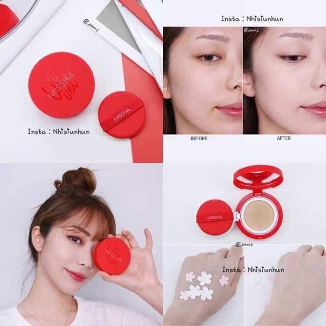 Phấn nước Missha Velvet Finish Cushion SPF50+ PA+++ kiềm dầu (Phấn misha màu đỏ) PN01 | BigBuy360 - bigbuy360.vn