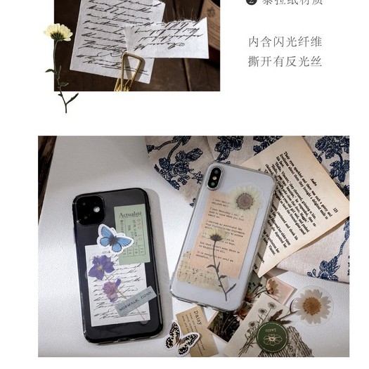 Set 15 nhãn dán S37 sticker vintage phong cách cổ điển trang trí sổ Bullet Jourrnal điện thoại Taro Stationery