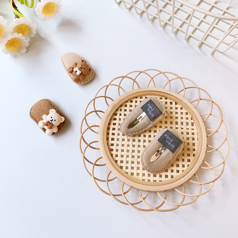 Set 2 Chiếc Kẹp Tóc Mái Bé Gái Hình Chú Gấu Xinh Xắn Style Hàn, Được Chọn 2 Mẫu Mix