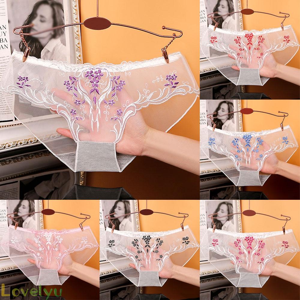 Women Briefs M-XL Polyamide Seamless Comfortable Embroidered Lace Trimmed