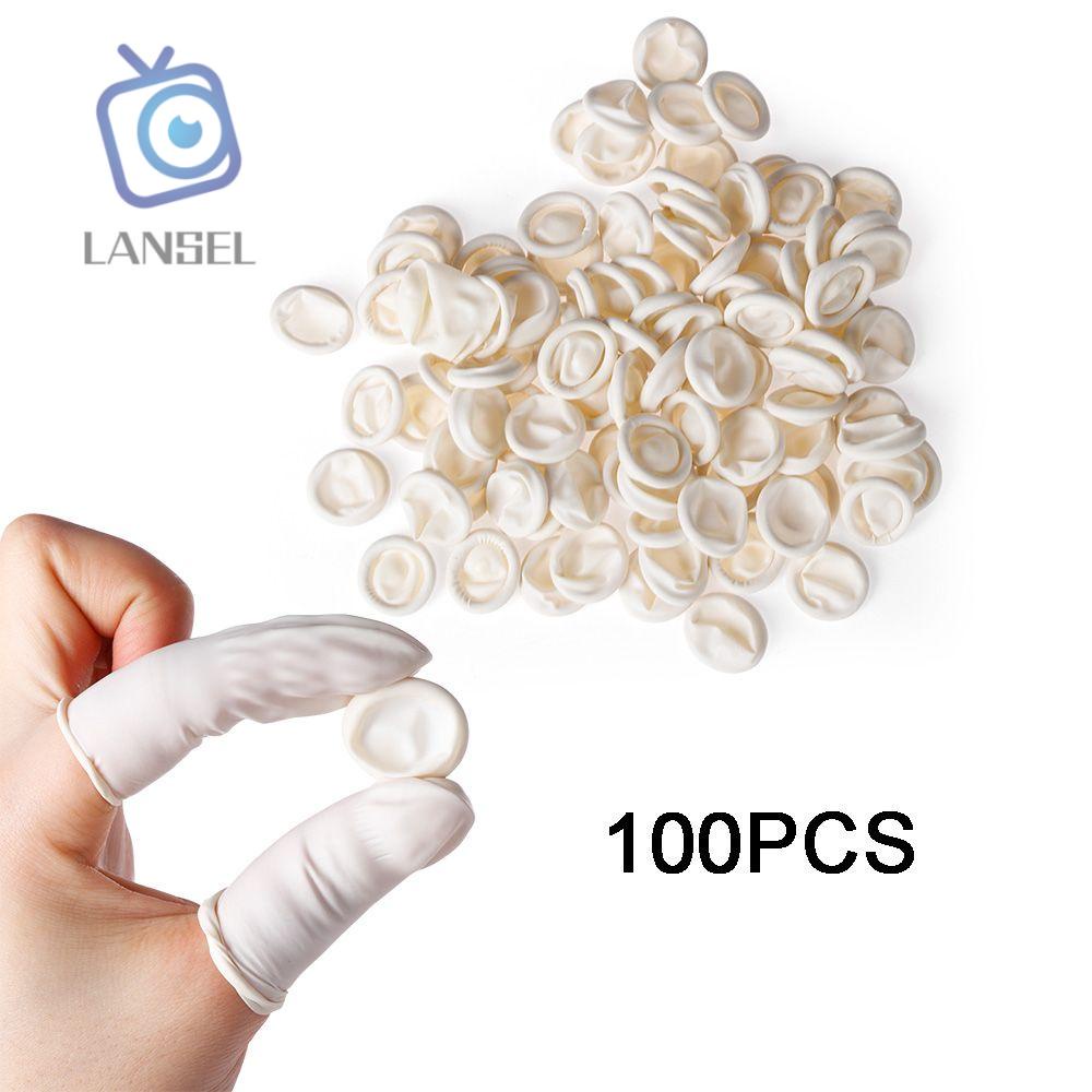 Set 100 Găng Tay Cao Su Latex Tự Nhiên Bảo Vệ Ngón Tay Không Trượt Dùng Một Lần