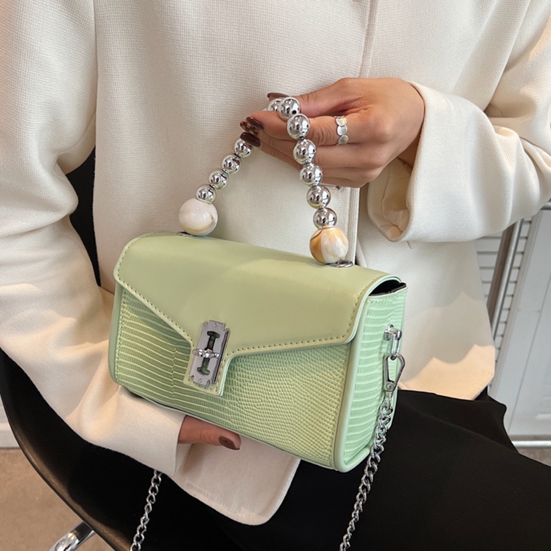 IELGY Túi Đeo Vai Màu Trơn Phối Dây Xích Thời Trang Cho Nữ