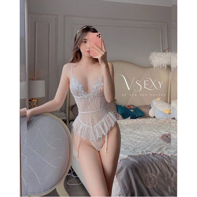 DL05 jumpsuit bodysuit bộ liền thân ren kẹp tất khuy đáy(feedback ảnh thật)