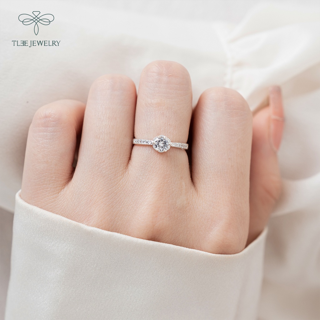 Nhẫn bạc nữ TLEE ổ 6 chấu thuôn cách điệu thời trang NCJ A0215