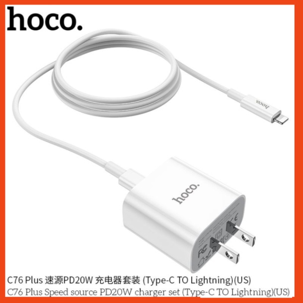 Bộ Sạc Nhanh IP 20W PD . Hoco C76  PKCH8886