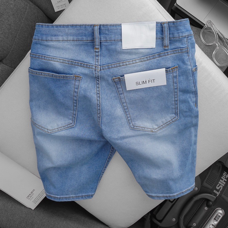 Quần short jean lửng nam bigsize màu trơn co giãn xuất xịn