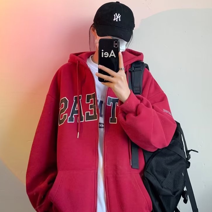 Áo hoodie Dáng Rộng In Chữ Phong Cách Hàn Quốc Thời Trang Cho Nam Và Nữ