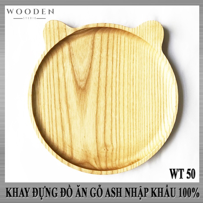 Khay đựng đồ ăn hình mèo 100% làm bằng gỗ ASH - Wooden Studio