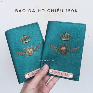 Combo 1 Cặp Bao Da Hộ Chiếu Khắc Tên Gắn Charm