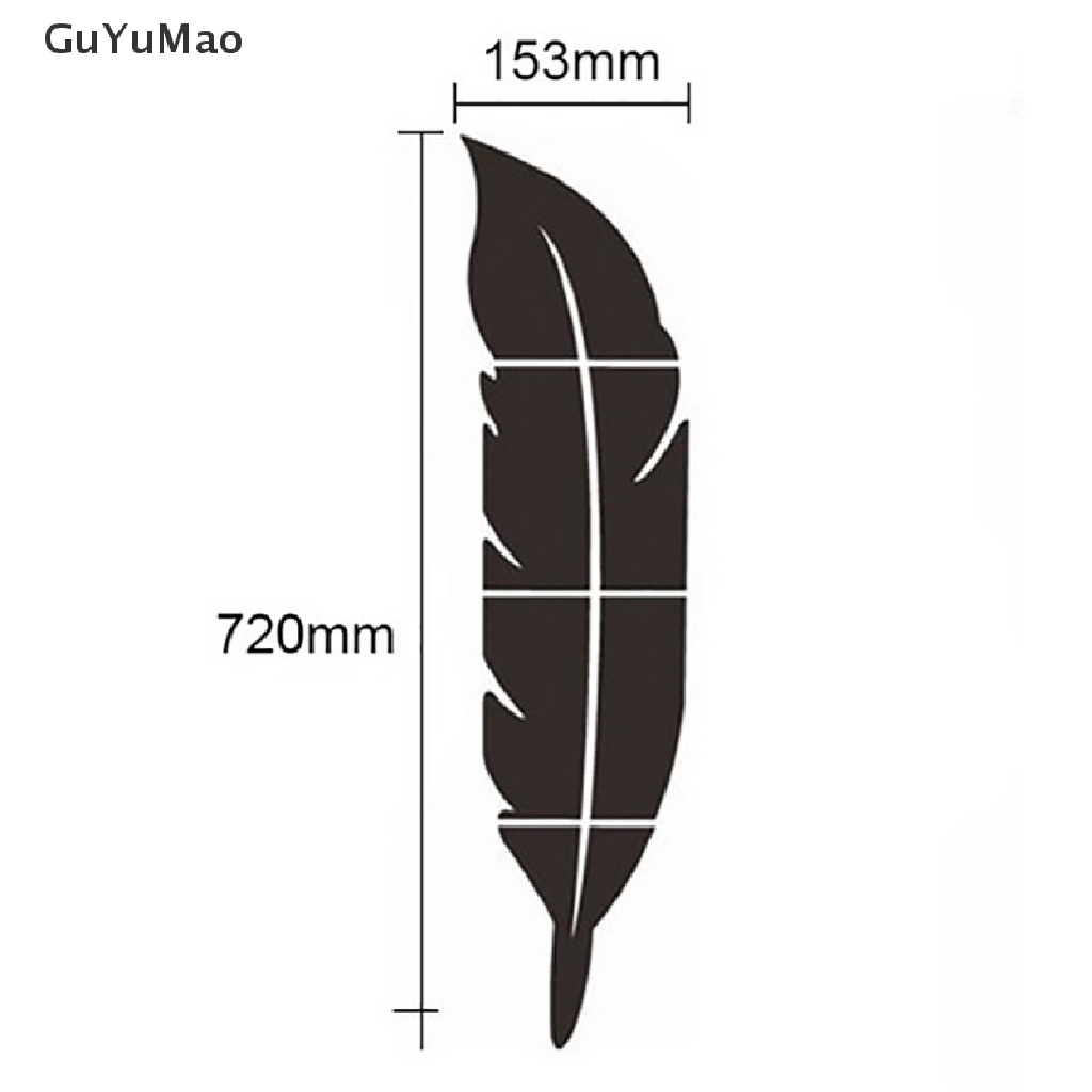 Bộ Đề Can Vinyl Hình Lông Vũ 3D Tráng Gương DIY Dán Tường Trang Trí Nhà Cửa