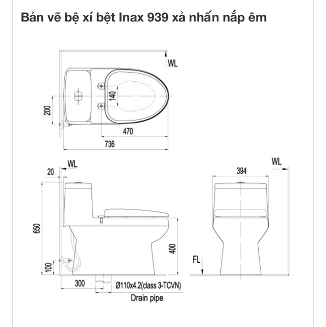 Bồn cầu INAX 939VN chính hãng