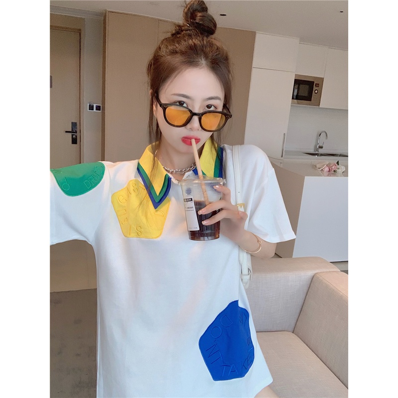 [ Mã 11FASHIONSALE1 giảm 10K đơn 50K ] Áo Thun Polo Tay Ngắn Thêu Họa Tiết Màu Sắc Tương Phản Dành Cho Nữ | BigBuy360 - bigbuy360.vn