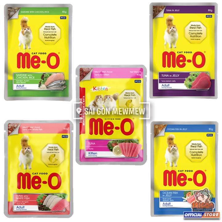 Pate cho mèo Me-O gói 80gr Jelly nhiều vị