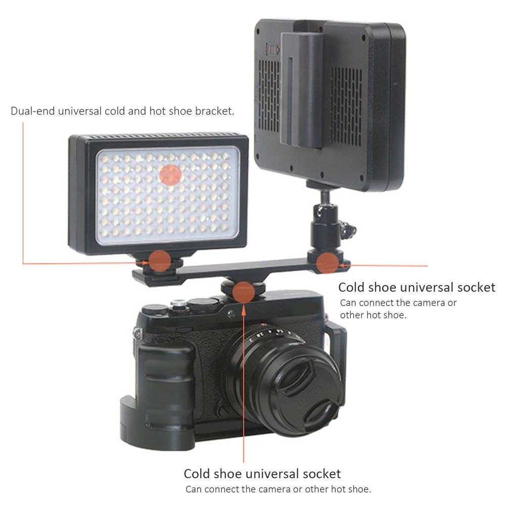 [READY STOCK] Dual Bracket Cold Shoe Mount Extension Bar for LED Video Light Microphone Live Stream