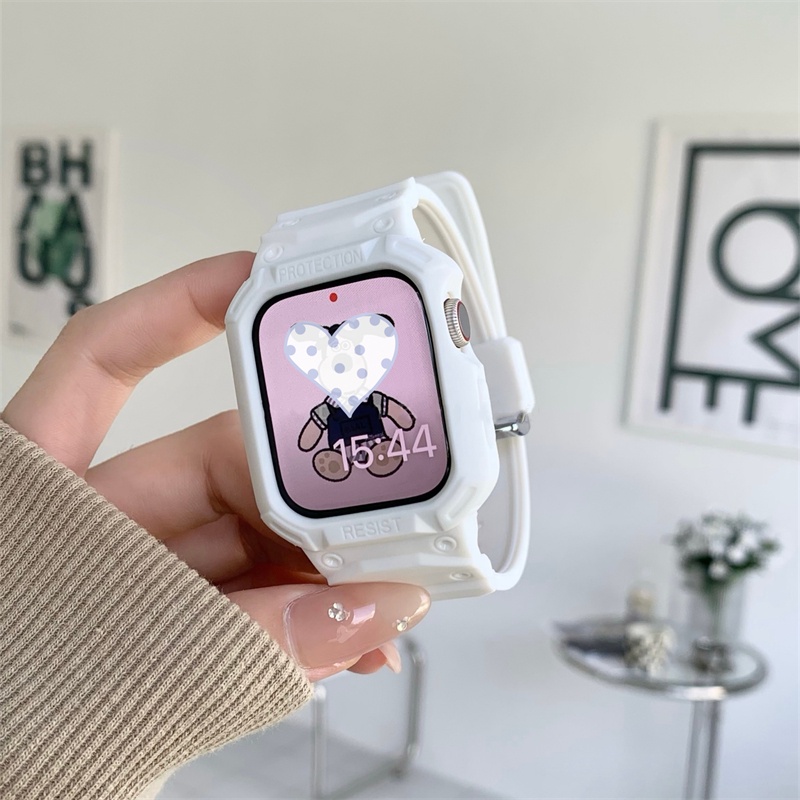 Dây Đeo Đồng Hồ Bằng Silicone Trong Suốt Kiểu Hàn Quốc Cho iwatch 8 7 6 SE 5 4 3 2 41MM 40mm 44mm 45MM 38mm 42MM