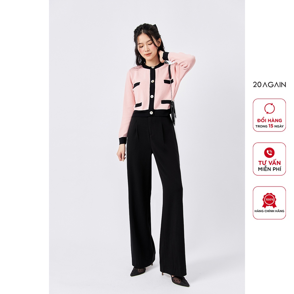 [Mã WABRAG99 giảm 10% đơn 99K] Áo len cardigan nữ dáng ngắn 20AGAIN, chất len montoghi mịn, co giãn tốt KLA0066 | BigBuy360 - bigbuy360.vn