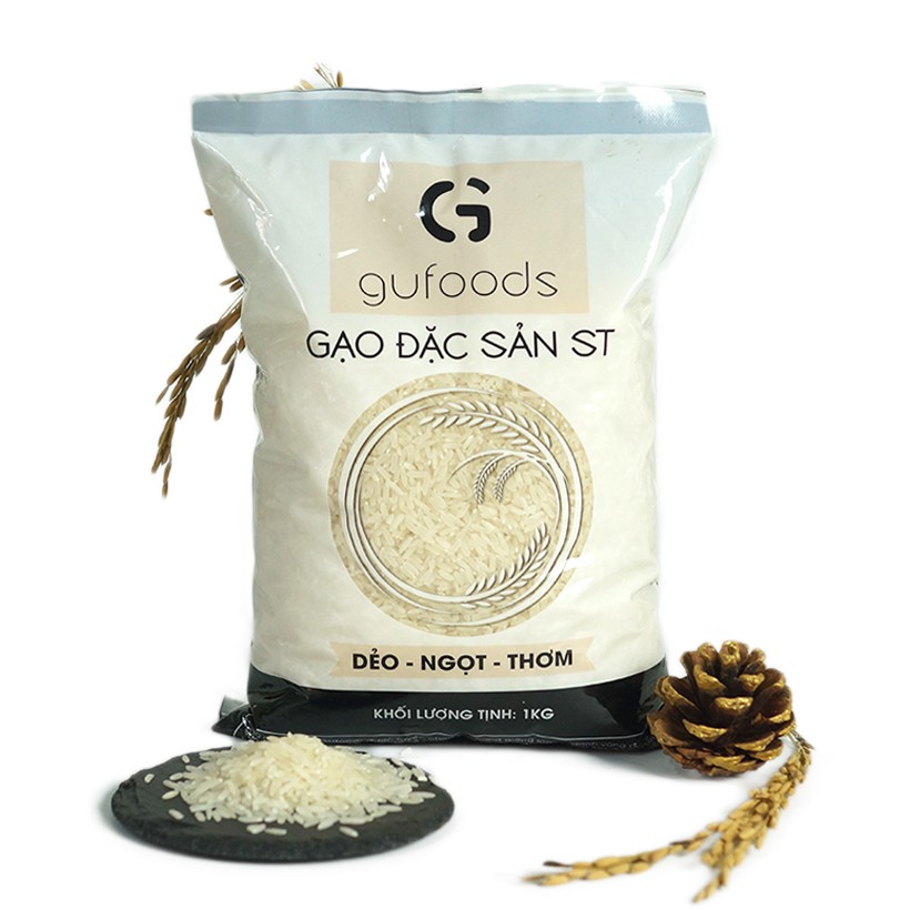 Gạo ST24 GUfoods (1kg) - Gạo ngon đặc sản (dẻo - ngọt - thơm)