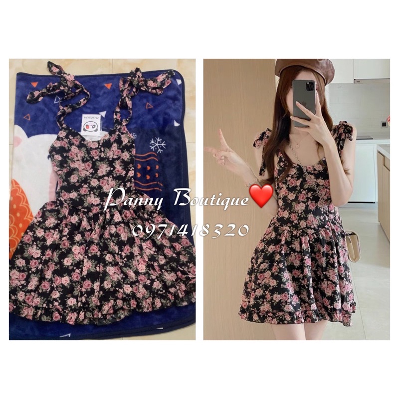 [Order có ảnh thật] Đầm váy thắt dây nhún xoè hoa hồng 🌹 , style ulzzang Hàn Quốc 🌻 Panny Boutique 🌻