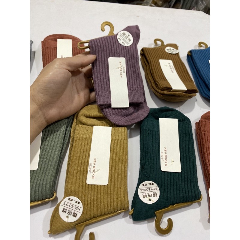 Sỉ 10 đôi tất cổ cao trơn nhiều màu, vớ vintage