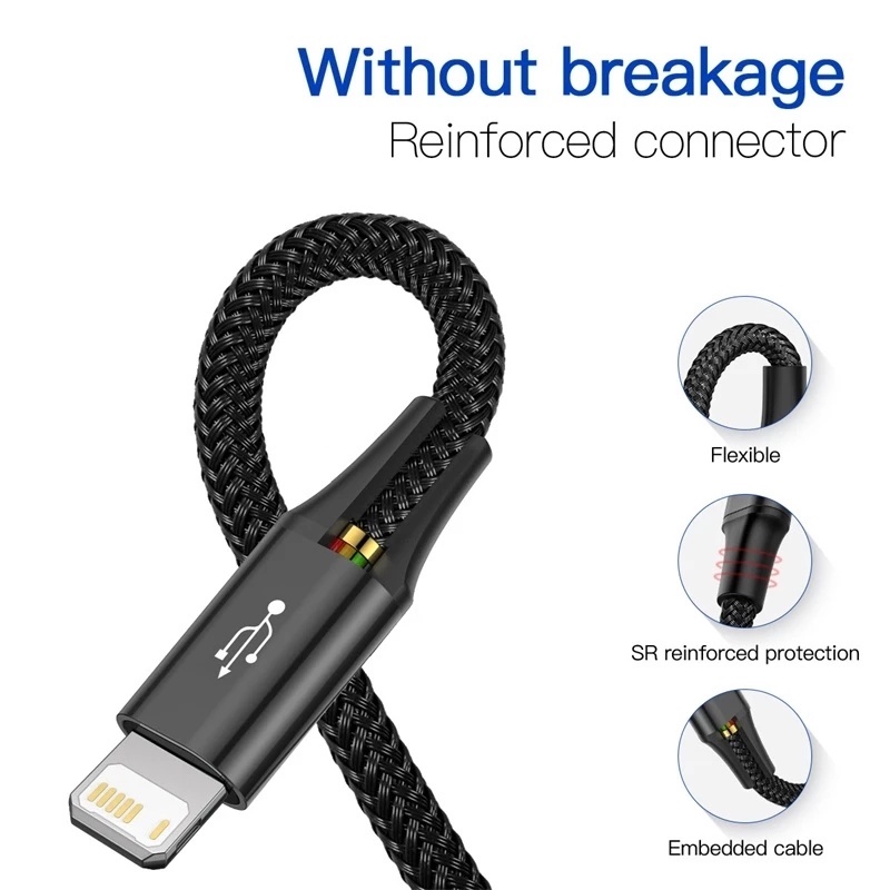 Cáp sạc 4 trong 1 chất liệu nylon bện bền bỉ giao diện lightning/USB type C/Micro USB tiện dụng