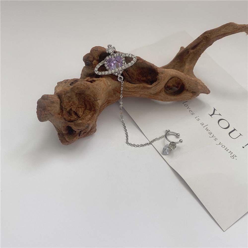 JARRED Bông Tai Dáng Dài Đính Đá Hình Trái Tim Màu Tím Phong Cách Hàn Quốc Thời Trang Cho Nữ